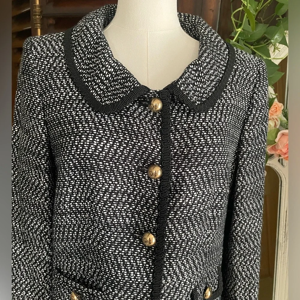 Kasper Tweed Black and White Women's Jacket Jackie O 12 - Picture 2 of 5